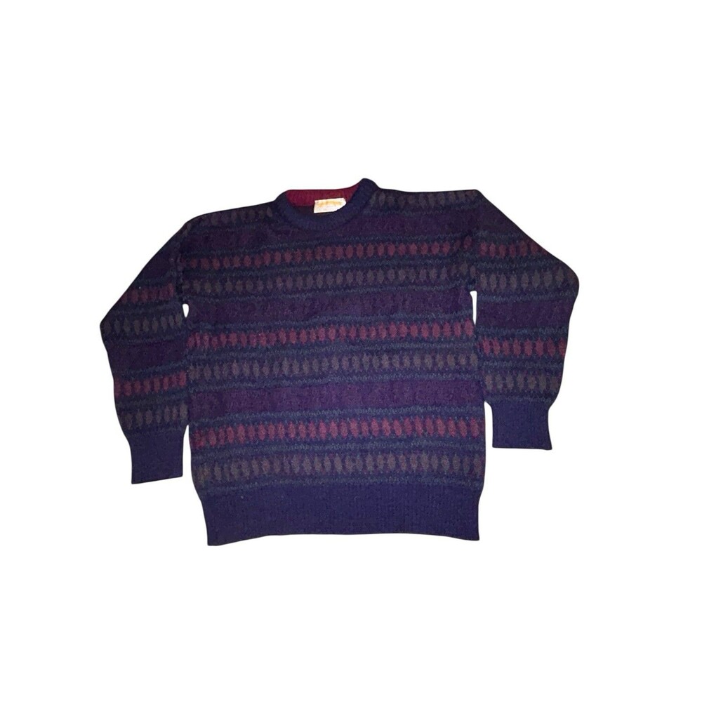 Vintage James Pringle Weavers Made In Scotland Wool Sweater‎ Purple M L